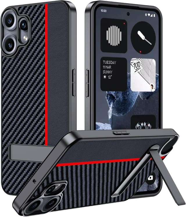 Detalle de FDHYFGDY Hülle für Nothing CMF Phone 2 Pro – Schutzhülle mit Ständer (carbonfaseroptisch) und verstellbarem Winkel