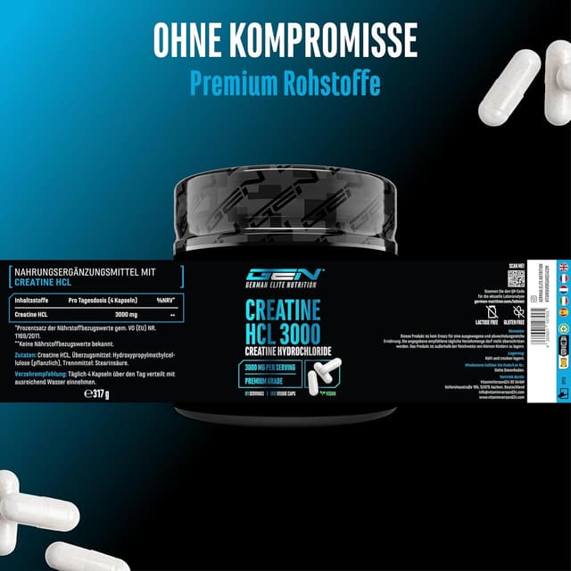 Thumbnail 4 de Creatine HCL 365 Kapseln 3000 mg pro Tag