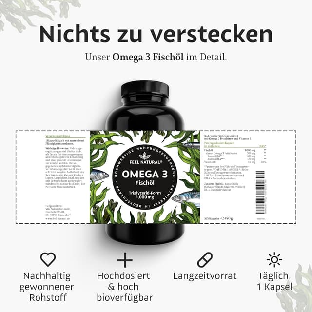 Thumbnail 5 de Omega 3 Kapseln hochdosiert 365 Tage đ