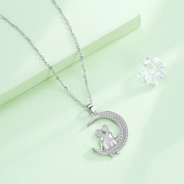 Thumbnail 6 de Hifeeled Halskette Sterling Silber 925 mit Mondanhänger (Zirkonia) – Geschenkidee für Schwester, Freundin, Mutter