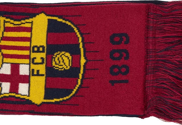 Detalle de Icon Sports officially licensed FC Barcelona soccer scarf (unisex, 100% acrylic)