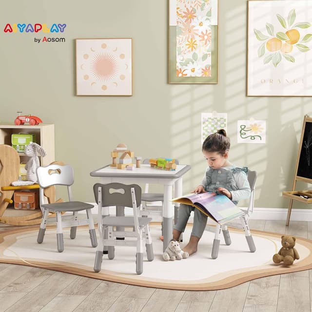 Detalle 2 de AIYAPLAY Ensemble Table et chaises Enfants Gris 5 pièces