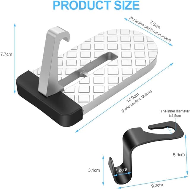 Detalle 2 de URAQT Car Door Pedal & Roof-Rack Foot Ladder with Safety Hammer (Grey)