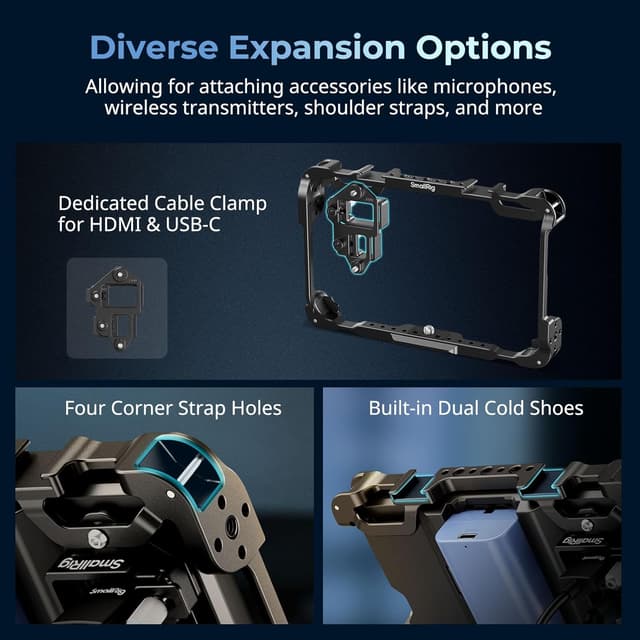 Detalle de SmallRig Monitor Cage Kit for Atomos Shinobi II (5030) with Sunhood & Screen Protector