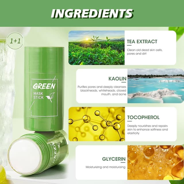 Detalle 2 de 2er Pack Grüntee Gesichtsmaske Stick