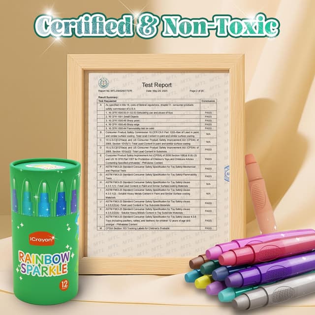 Thumbnail 6 de Rainbow Sparkle Metallic Watercolor Gel Crayons (12 colours) twistable pencils for toddlers