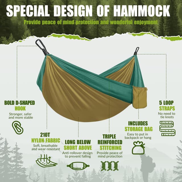 Detalle de Ultraleicht Outdoor Hängematte 300 kg Tragkraft (Reise-Fallschirm-Nylon) – für Camping, Wandern & Garten