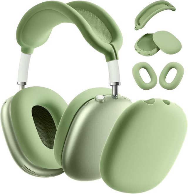 Detalle de Ainiv silicone case covers for AirPods Max (green) – headband, ear pads & ear cup protection