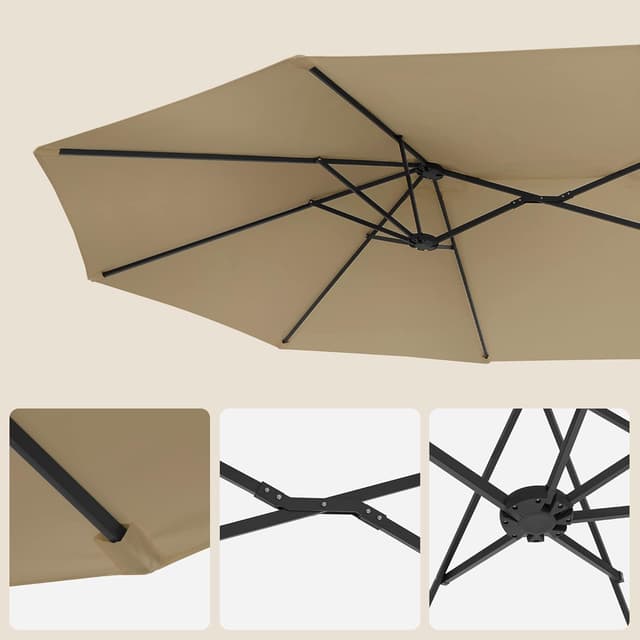 Thumbnail 6 de SONGMICS Parasol Double UPF 50+ 460 x 270 cm avec manivelle (taupe) — GPU36BR, grand format sans socle