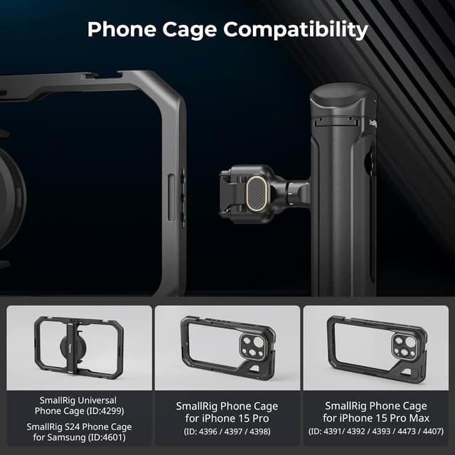 Detalle 2 de SmallRig 4610 — adaptateur de poignée latérale rotatif à dégagement rapide pour cages Quick Release Phone Cage