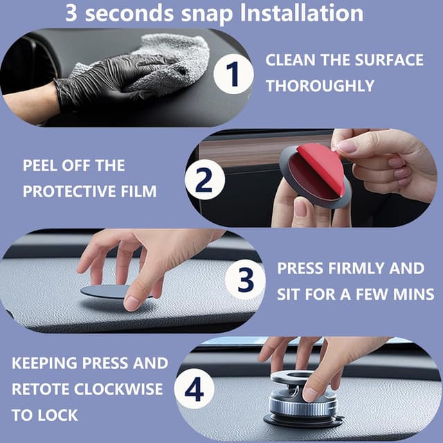 Detalle de DOPKUSS Vakuum Magnetische Handyhalterung Vmag-S1 fürs Auto (360° drehbar, Saugnapf, klappbar) – Schwarz