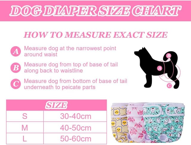 Detalle de Aomig lavabili pannolini per cani femmina riutilizzabili, 3 pezzi (taglia L)
