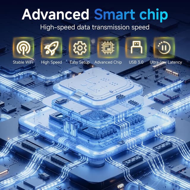 Detalle de NEWFAST WiFi 7 USB WLAN Stick für den PC – Tri-Band Adapter bis 6.500 Mbit/s mit 4× drehbaren 6dBi Antennen