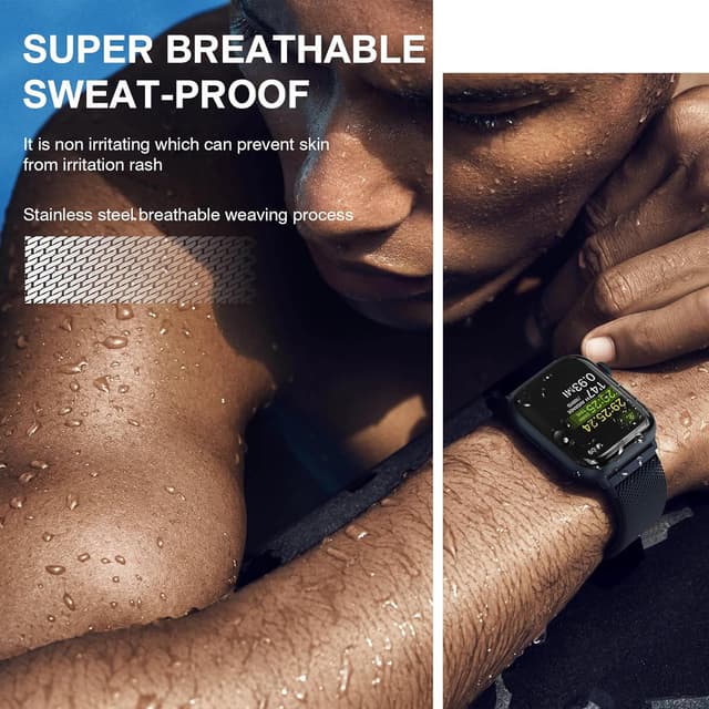 Detalle de Stainless Steel Milanese Loop Magnetic Clasp Apple Watch Band (46mm/44mm/45mm/49mm) — Men & Women