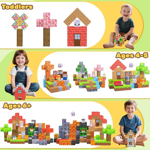 Detalle 2 de LionFuny Magnetic Blocks 300-Piece Magnetic Building Set (1-inch large size)