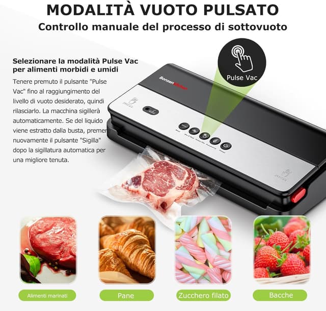 Detalle de Bonsenkitchen Macchina per sottovuoto con cutter integrato e tecnologia Globefish