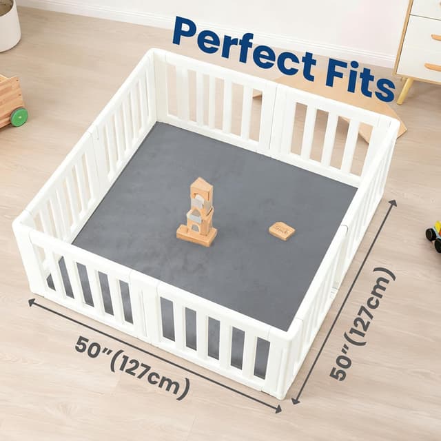 Detalle de Huloo Sleep Baby Play Mat (1.3" Thick Elasti-Foam) 50"×50" in Dark Grey