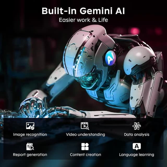 Detalle de 11 Inch Android 16 Tablet with Keyboard (T7250 Octa-Core) — 24GB RAM + 256GB Storage, Widevine L1, Gemini AI