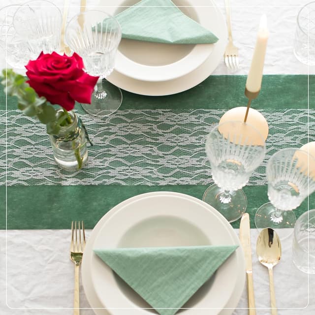 Thumbnail 6 de 100%Mosel Vlies Tischläufer Rainforest Grün 30 cm