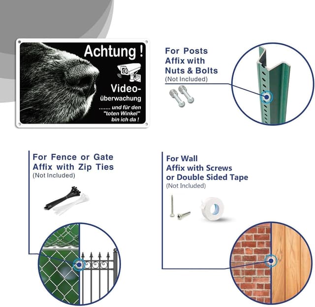 Detalle 2 de Goodvia Hundewarnschild 20 x 30 cm, 2er-Set