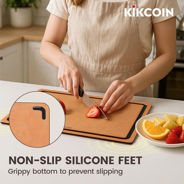 Detalle de Kikcoin 3-Piece Wood Cutting Board Set ⚙