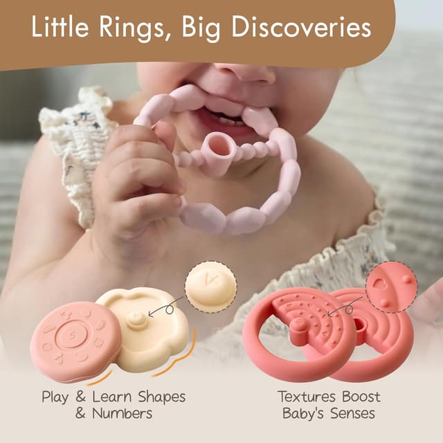 Thumbnail 6 de Moonkie Bunny Baby Stacking Toys (7-Piece Silicone Rings) for Teething Relief