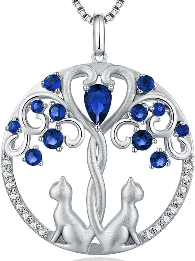 Detalle de Jiamiaoi Katzenkette mit Anhänger aus 925 Sterling Silber – Katzen Halskette für Damen, Mädchen & Kinder