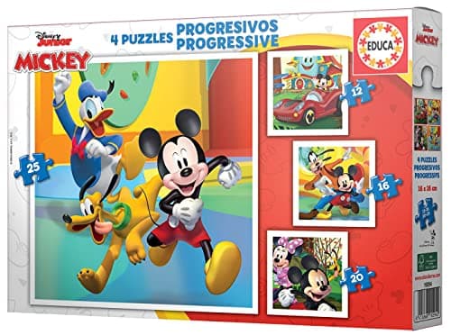 Thumbnail 2 de Educa Mickey and Friends - 4 Puzzles Progresivos 🧩 12-25 Piezas, 16x16 cm