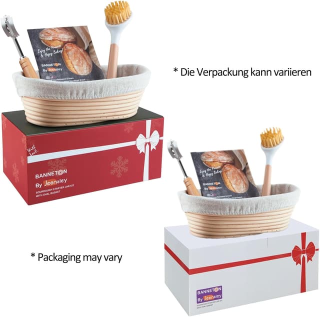 Detalle de Gärkörbchen Sauerteig-Starterglas-Set mit ovalem Gärkorb, Schaber, Cutter, Liner & Zubehör