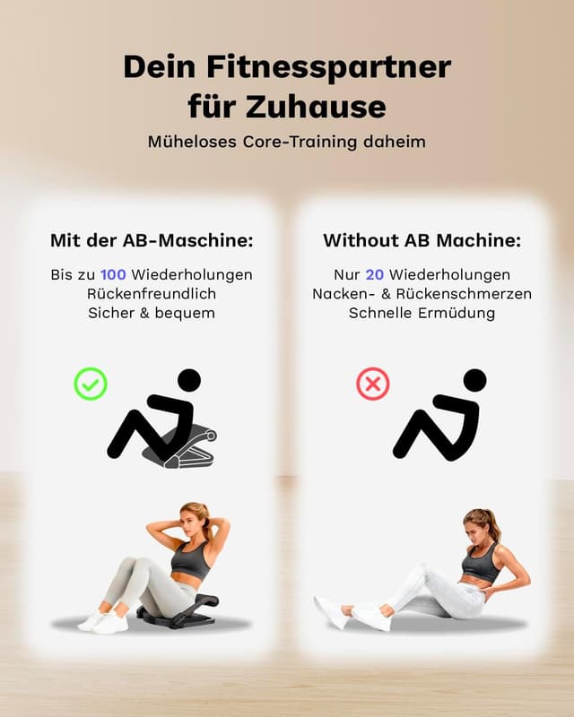 Detalle de AIRHOP 8-in-1 Smart Core Ab Machine: klappbarer Bauchtrainer bis 100 kg für Zuhause & Büro