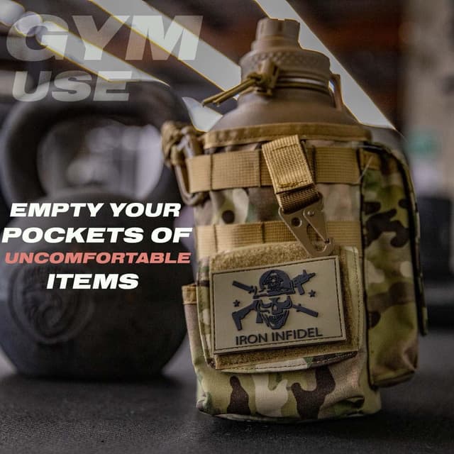 Detalle 1 de Iron Infidel Battle Bottle 64 oz Insulated Water Bottle with Removable Sleeve and Paracord Handle (OCP Camo)