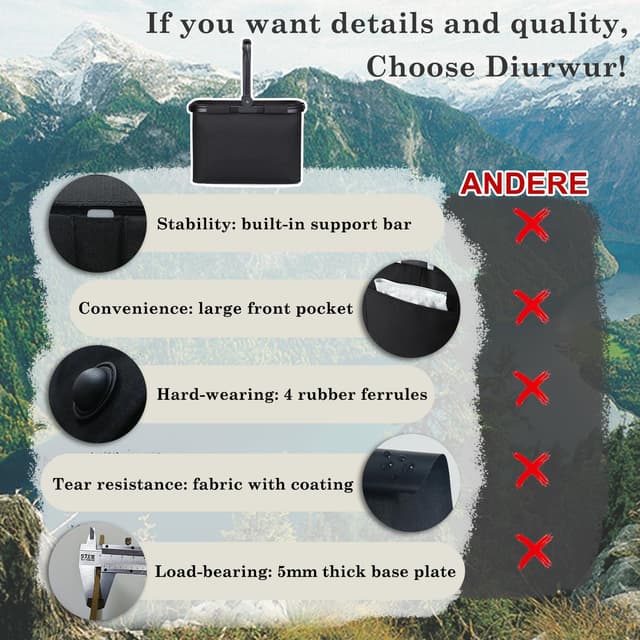 Detalle de Diurwur 30L faltbarer Einkaufskorb mit gepolsterten Griffen und Fronttasche