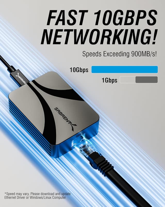 Detalle 2 de SABRENT NT-P10G USB4 to 10GbE adapter 📡