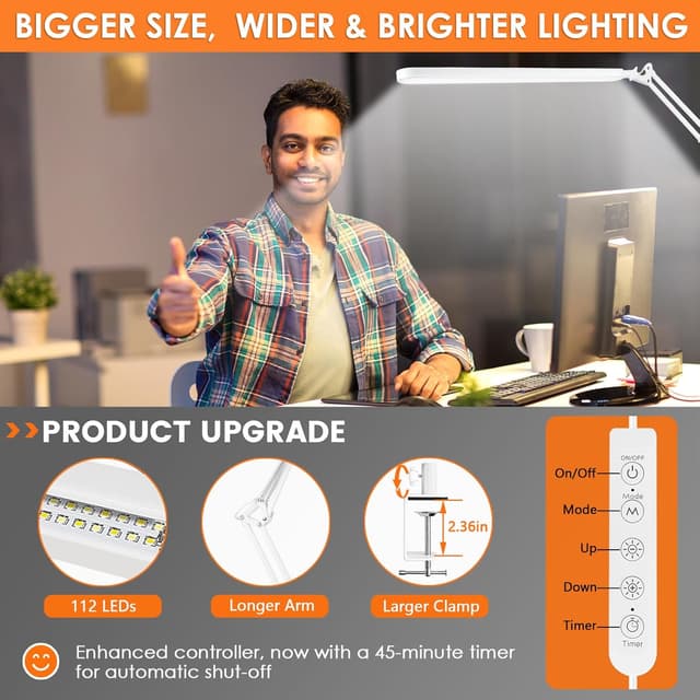 Detalle de BIENSER LED desk lamp with clamp 112 LEDs