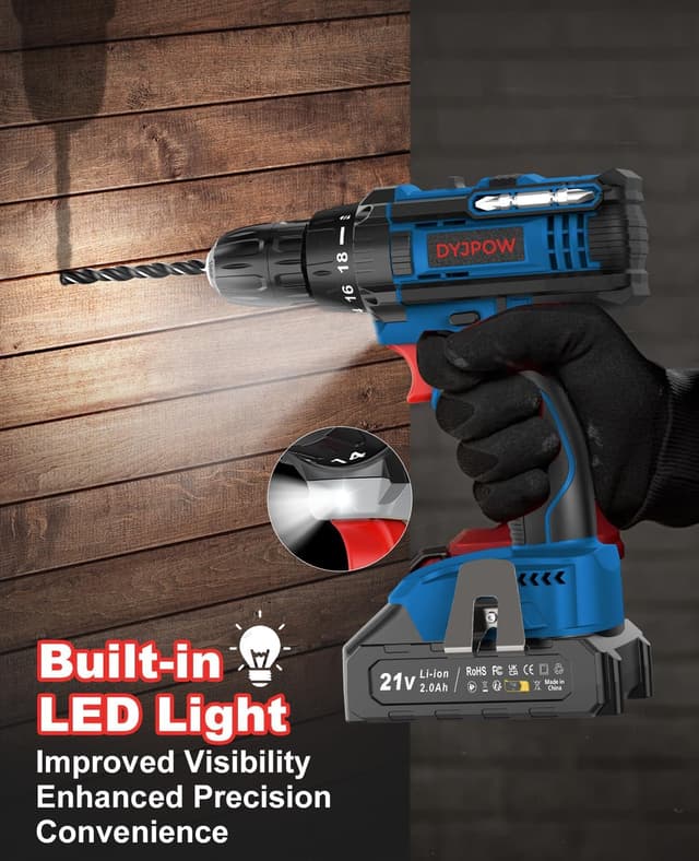 Detalle 2 de DYJPOW Trapano Avvitatore Batteria 21V 42 Nm