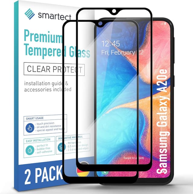 Detalle de smartect Verre Trempé Full Screen 2 pièces (Clear) pour Samsung Galaxy A20e – protection écran 9H