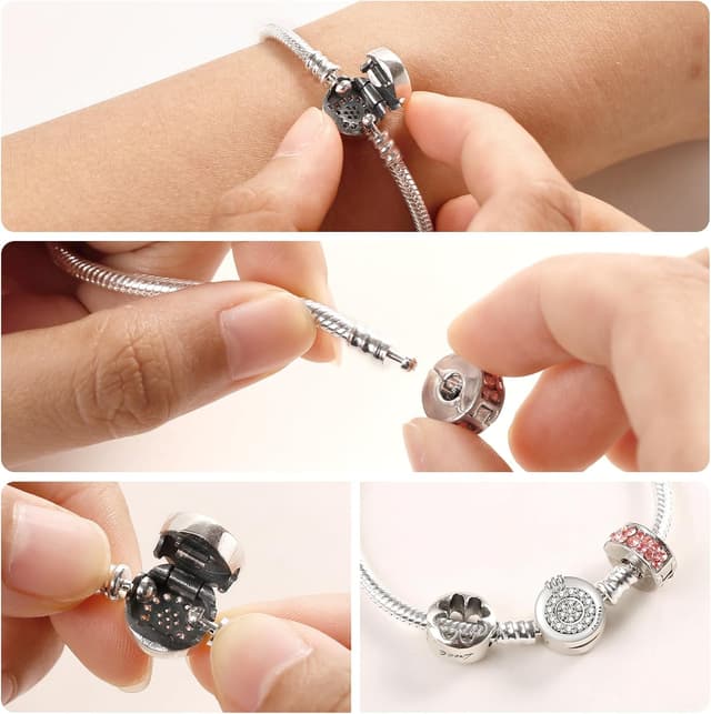 Detalle de Ruaidhra Sterling Silber 925 Charm-Armband für Damen mit Kronenverschluss