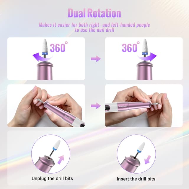 Detalle de Denabuty DN-2502Z Nagelfräser elektrisch, kabellos 12 in 1 mit USB & 5 Geschwindigkeiten