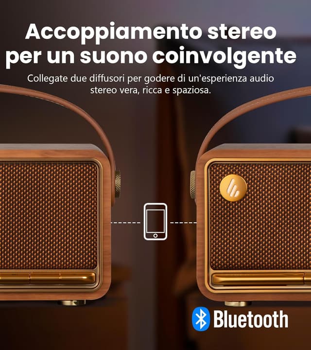 Detalle 2 de Edifier MP330 altoparlante Bluetooth portatile 40W RMS, audio ad alta risoluzione e multipoint (marrone)