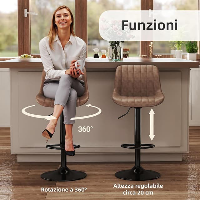 Detalle 2 de Youhauchair sgabelli cucina Set 2, altezza regolabile