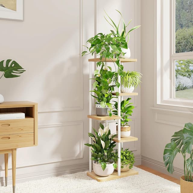 Detalle de Bamworld corner plant stand 5-tier, 38.7in