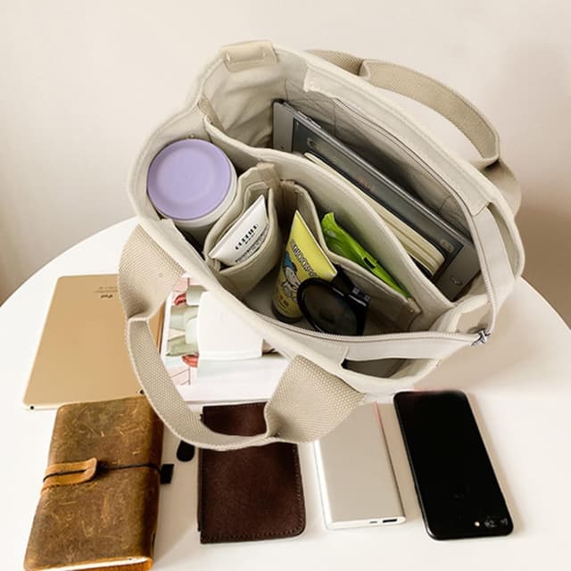 Detalle de Aucuu Sac fourre-tout en toile pour femme avec bandoulière réglable et fermeture éclair