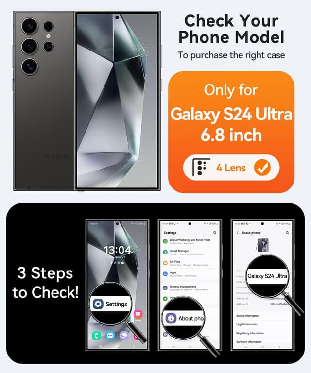 Detalle 2 de CANSHN Hülle für Samsung Galaxy S24 Ultra mit Ständer, MagSafe-kompatibel – transparent