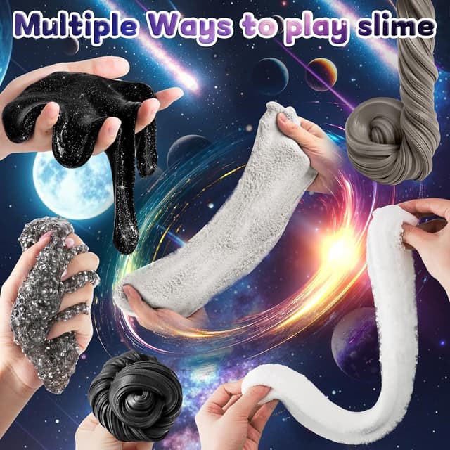 Detalle de LAWOHO 6 Pack Galaxy Slime Kit for Kids – Cloud, Clear & Butter Slimes with Space Add-ins (360ml)