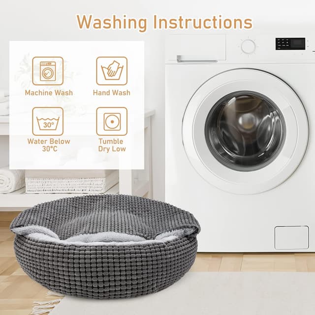 Detalle de JoeJoy cuccia rotonda “donut” lavabile e soffice per cani e gatti di piccola taglia 59x59x15 cm