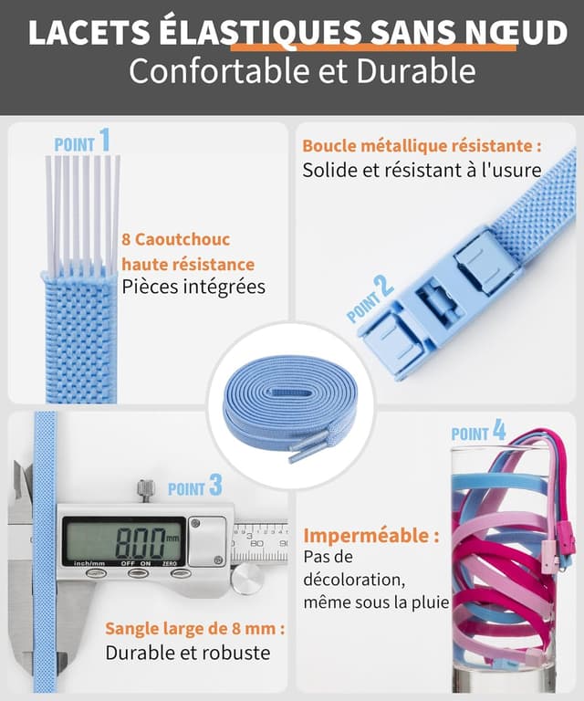 Thumbnail 3 de Stepace Lacets élastiques 8 mm sans laçage