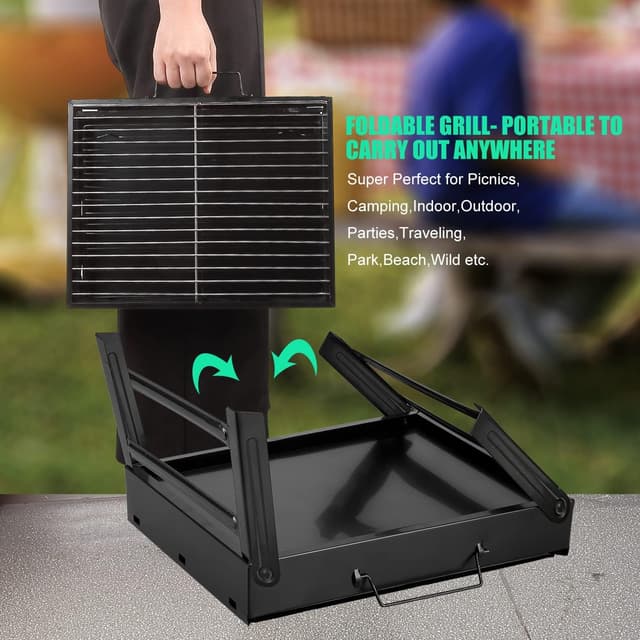 Thumbnail 6 de Uten petit barbecue pliable à charbon pour table, compact et transportable