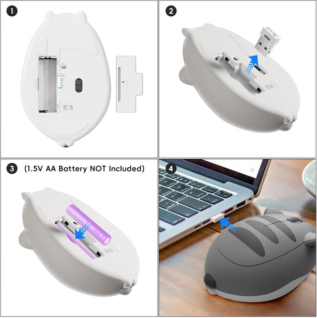 Thumbnail 3 de Akko Niedliche Katzen-Maus Grau kabellos