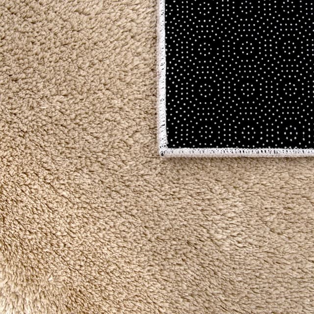 Detalle 2 de TT Home tapis de jeu rond pour chambre d’enfant (200 cm) en polyester lavable, beige foncé