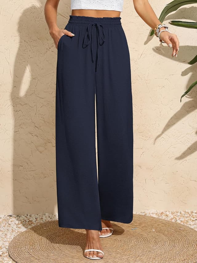 Detalle 2 de BEIGAI Palazzo Hose mit hoher Taille